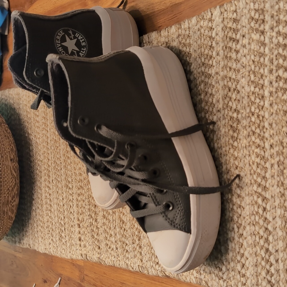 Converse Gray Faux Leather Platform High-Tops Size 7 Women's